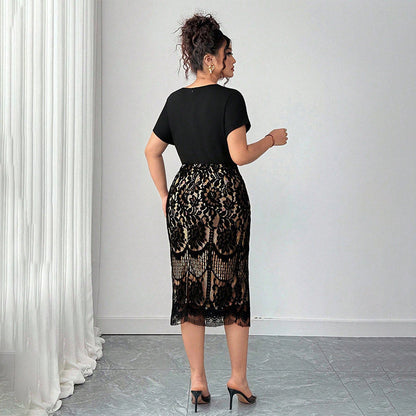 Kvinners uformelle mote V-hals kjole