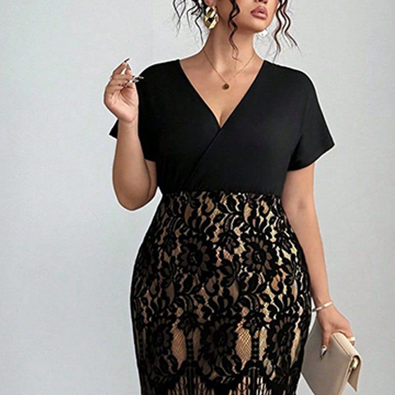 Kvinners uformelle mote V-hals kjole