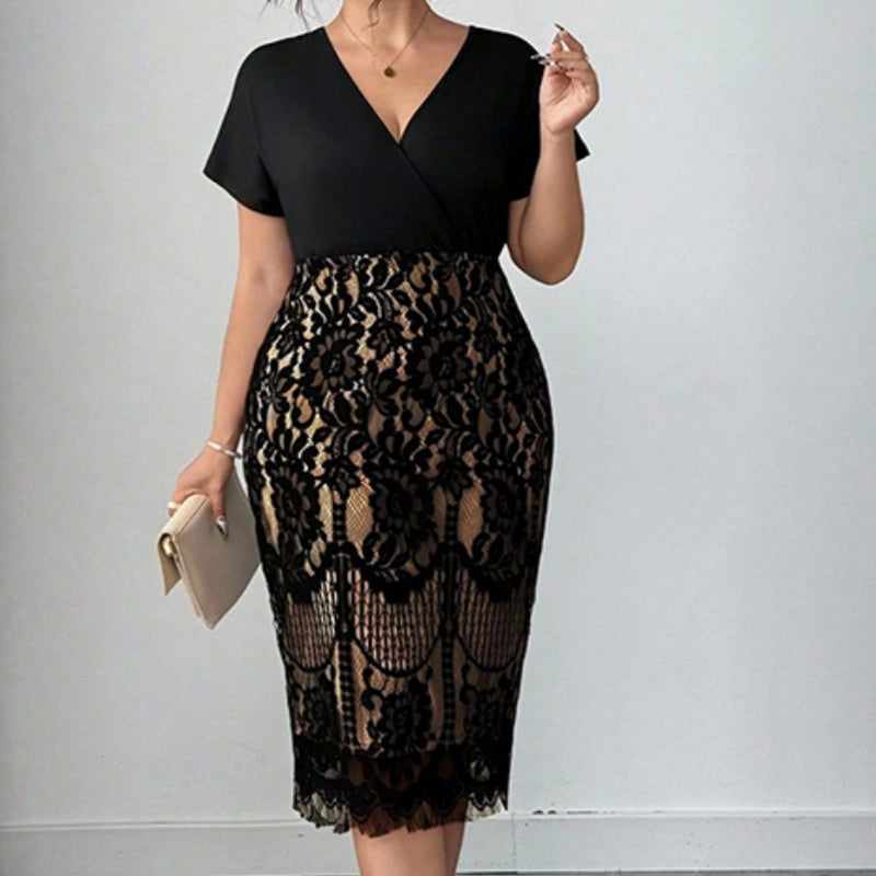 Kvinners uformelle mote V-hals kjole