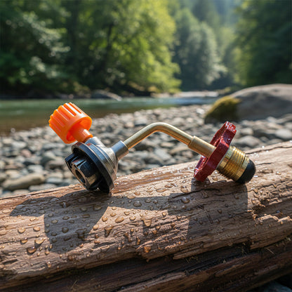 Adapter for utendørs gassbeholderpåfylling