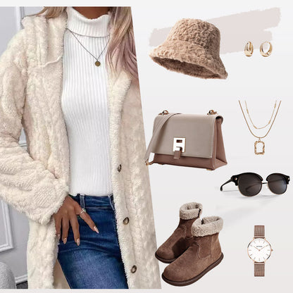 ❄️🎅Julesalg 48 % RABATT🧥Varm hettejakke med diamantmønster til dame🎁