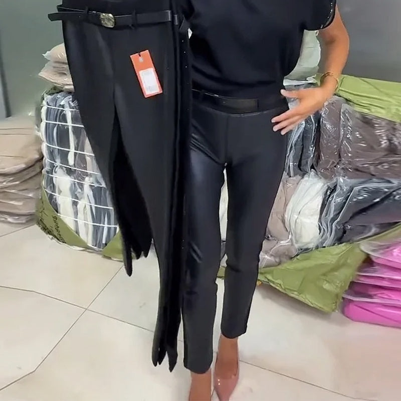 🎄Julesalg: 48 % rabatt for alltid!👖✨ Amerikansk stil PU-skinnbukser for kvinner – høy midje, flatterende silhuett med glatt fall (egnet for vår/høst/vinter! Mykt, pustende skinn med formende og slankende effekt)
