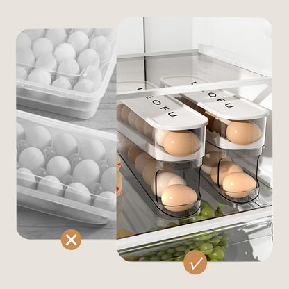 🥳2026 VARMT SALG🥳💞50 000+ SOLGT! 🥚🌀 50 % RABATT! Dobbel automatisk rullende eggorganisator – 2-lags oppbevaring i sidedøren, eggene ruller automatisk fremover. Slutt på glemte egg! 🧊✨