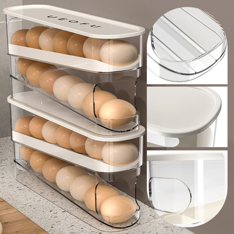 🥳2026 VARMT SALG🥳💞50 000+ SOLGT! 🥚🌀 50 % RABATT! Dobbel automatisk rullende eggorganisator – 2-lags oppbevaring i sidedøren, eggene ruller automatisk fremover. Slutt på glemte egg! 🧊✨