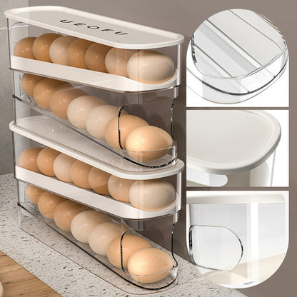 🥳2026 VARMT SALG🥳💞50 000+ SOLGT! 🥚🌀 50 % RABATT! Dobbel automatisk rullende eggorganisator – 2-lags oppbevaring i sidedøren, eggene ruller automatisk fremover. Slutt på glemte egg! 🧊✨