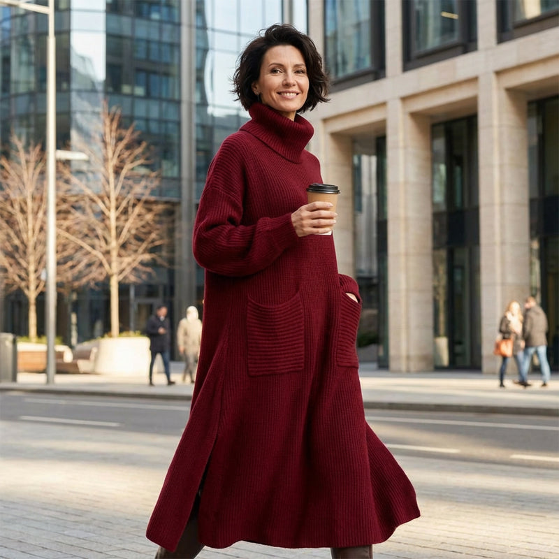 ⏳Tidsbegrenset tilbud⏰Kvinners turtleneck-strikkjole med lange ermer