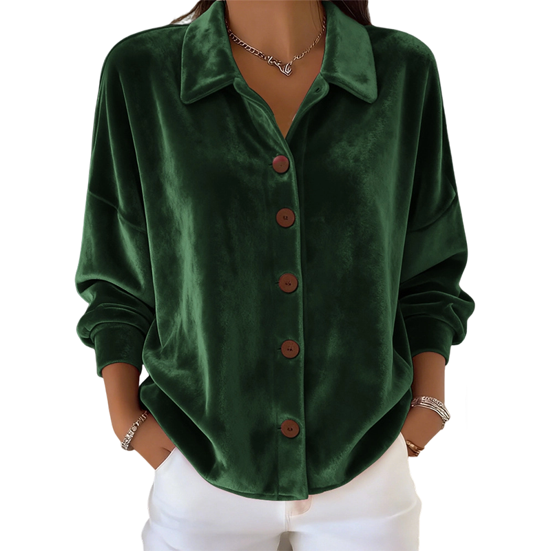🎁 Hot Sale 48 % RABATT 🔥Elegant langermet skjorte med knapper og slag for dame