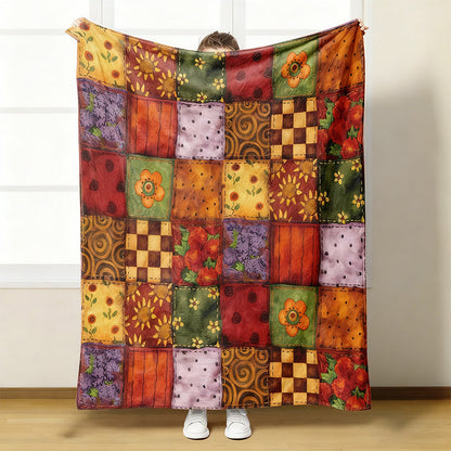 Blomstret myk og varm flanellsteppe