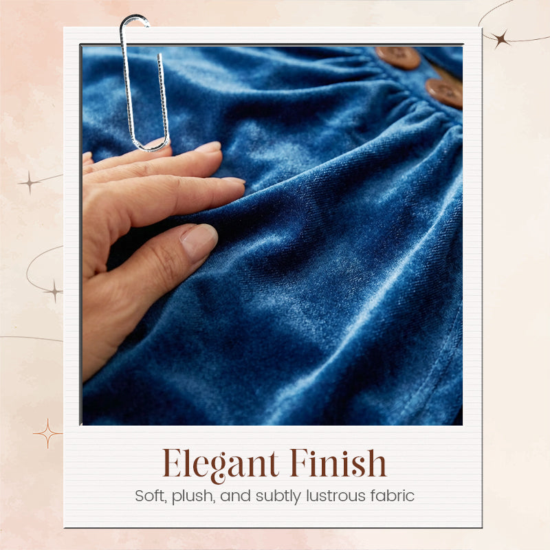 Dametopp med V-hals og lange ermer og rysjer