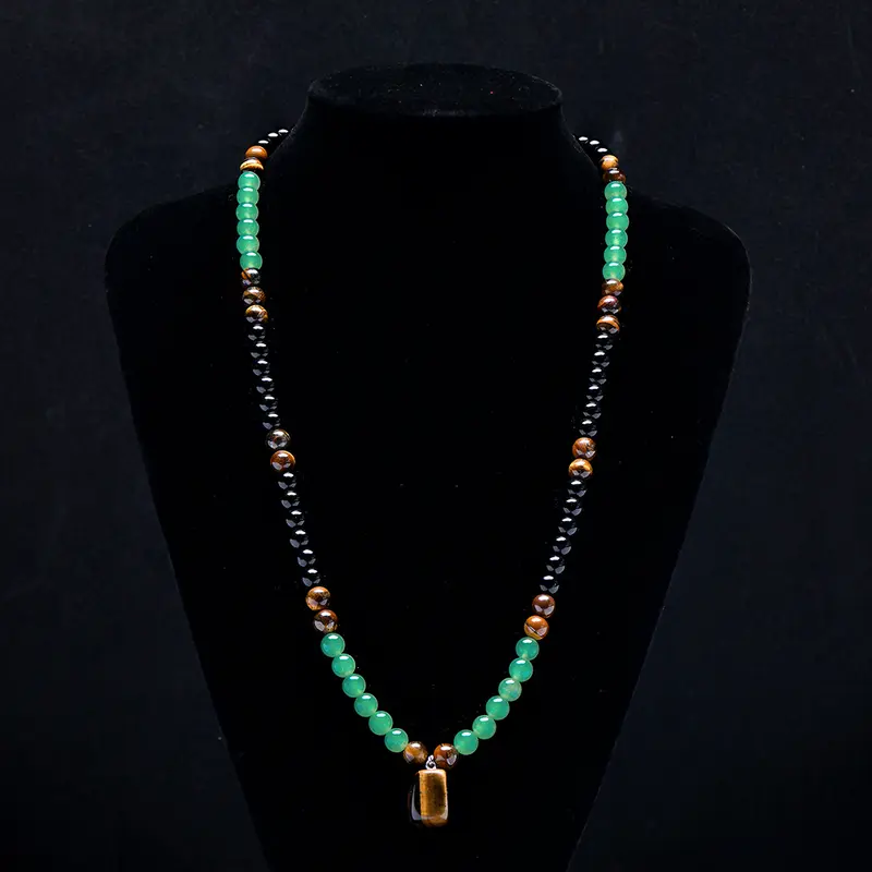 Bohemsk halskjede med natursteinperler