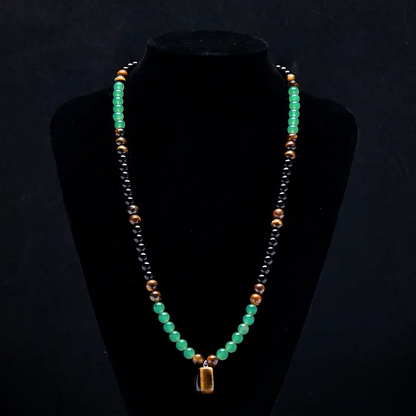 Bohemsk halskjede med natursteinperler