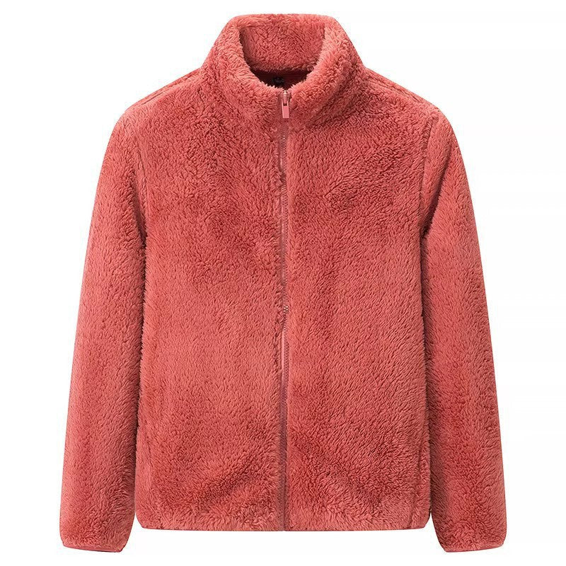 Damejakke med glidelås og lommer, shaggy