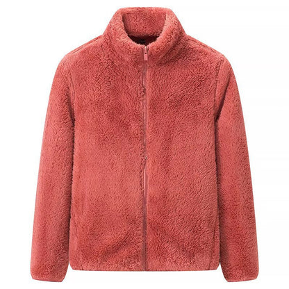 Damejakke med glidelås og lommer, shaggy