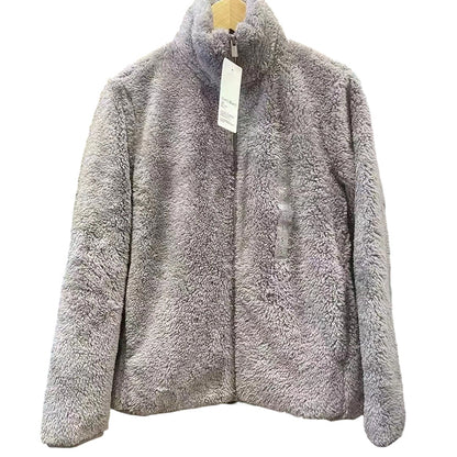 Damejakke med glidelås og lommer, shaggy