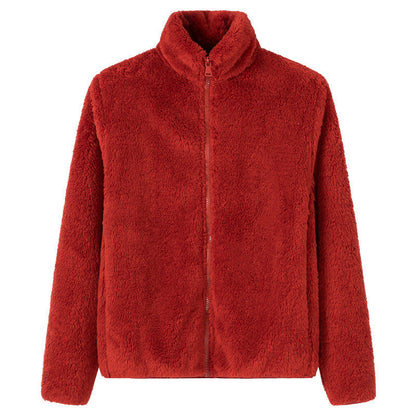 Damejakke med glidelås og lommer, shaggy