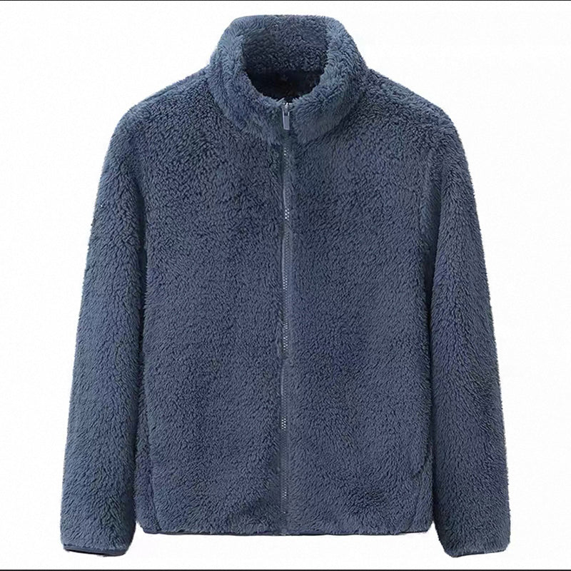 Damejakke med glidelås og lommer, shaggy