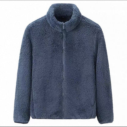 Damejakke med glidelås og lommer, shaggy