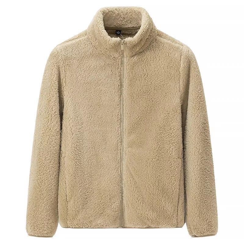 Damejakke med glidelås og lommer, shaggy