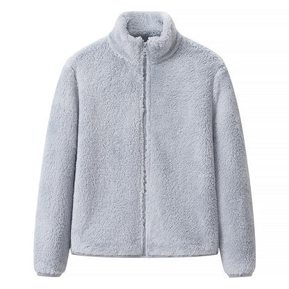 Damejakke med glidelås og lommer, shaggy