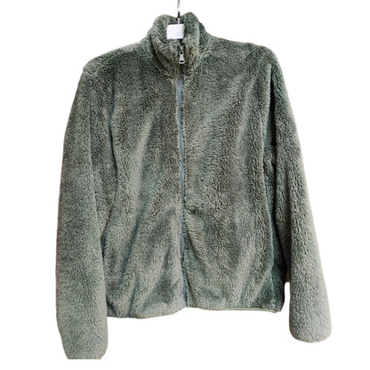 Damejakke med glidelås og lommer, shaggy