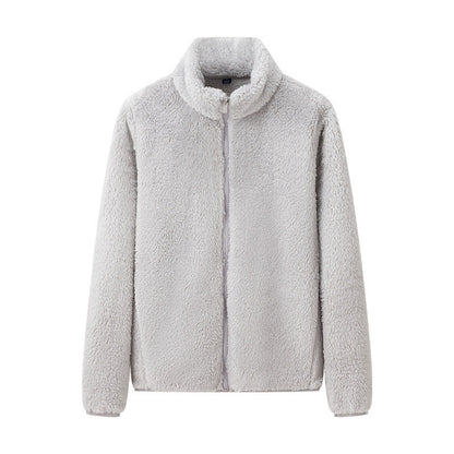 Damejakke med glidelås og lommer, shaggy