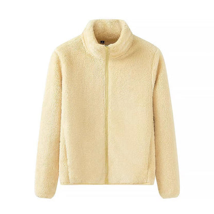 Damejakke med glidelås og lommer, shaggy