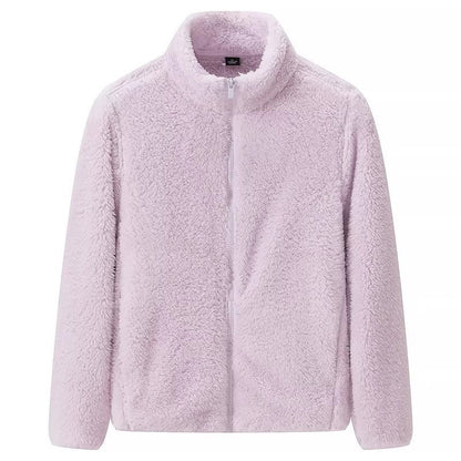 Damejakke med glidelås og lommer, shaggy