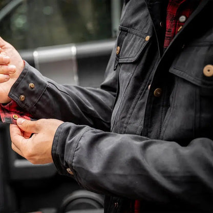 Herrejakke med flanellfôr og trykknapper