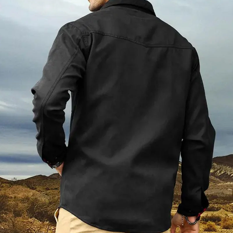 Herrejakke med flanellfôr og trykknapper