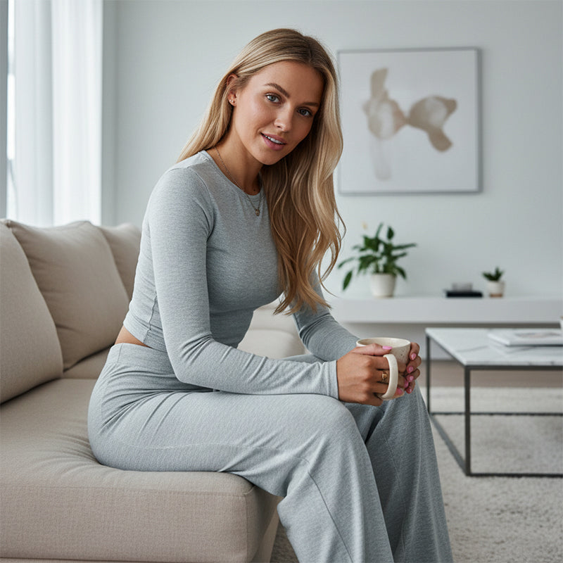 Damesett med 2 deler, topp og bukser