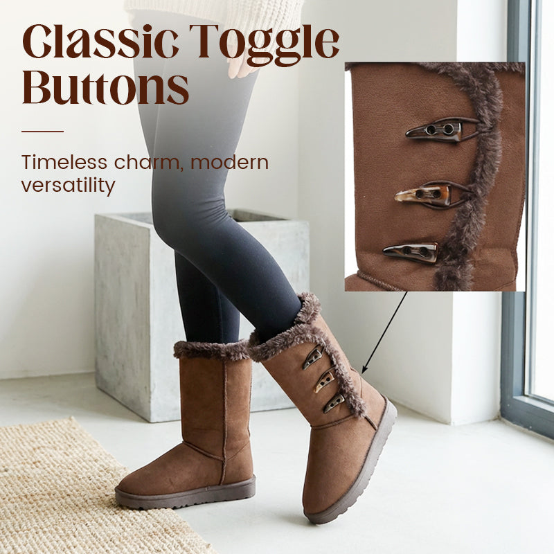 Dame ultravarme snøstøvler med fuskepelsfôr til midt på leggen