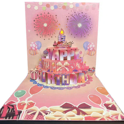 🔥LØRDAGSSALG 48 % RABATT!!🎉3D Pop-up musikalsk bursdagskort med lys og sang🎵🎂