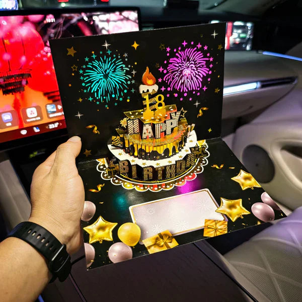 🔥LØRDAGSSALG 48 % RABATT!!🎉3D Pop-up musikalsk bursdagskort med lys og sang🎵🎂