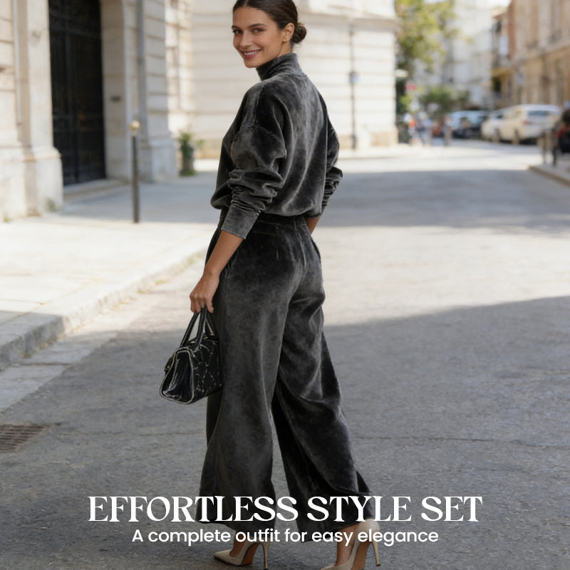 📢📢48 % RABATT NÅ! ⏳Sett med 2 deler, varm topp og vide bukser til dame