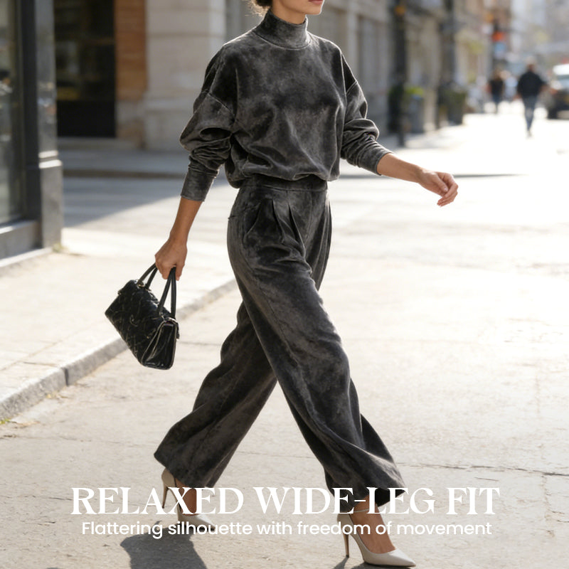 📢📢48 % RABATT NÅ! ⏳Sett med 2 deler, varm topp og vide bukser til dame