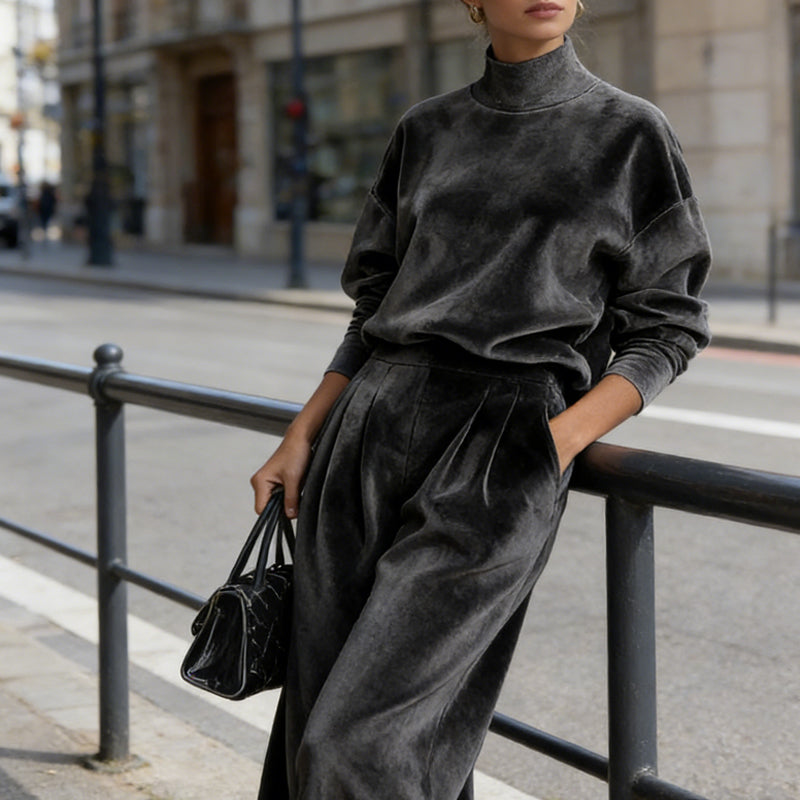 📢📢48 % RABATT NÅ! ⏳Sett med 2 deler, varm topp og vide bukser til dame