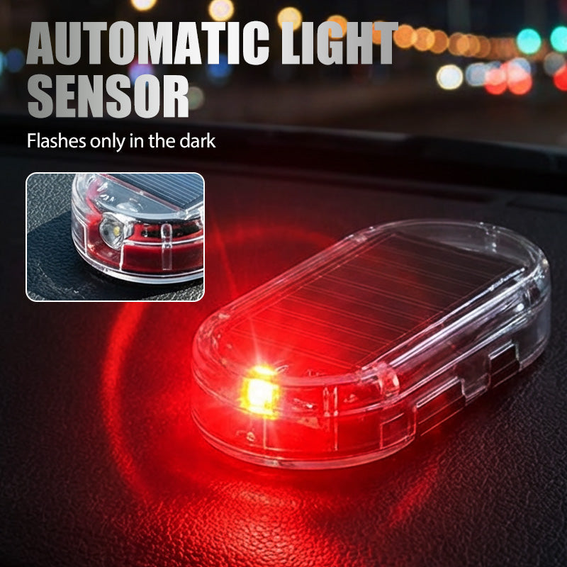 🥳2026 VARMT SALG 🚗🌞 Solcelledrevet billys mot tyveri – solcelledrevet + USB-ladet, blinker automatisk om natten. Realistisk LED-lys etterligner aktiv alarm – avskrekker tyver uten kabling. Varmebestandig, festes og kjøres! 🛡️💡