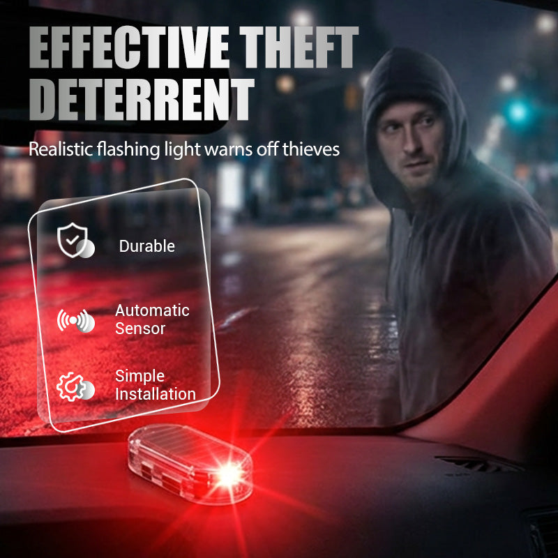 🥳2026 VARMT SALG 🚗🌞 Solcelledrevet billys mot tyveri – solcelledrevet + USB-ladet, blinker automatisk om natten. Realistisk LED-lys etterligner aktiv alarm – avskrekker tyver uten kabling. Varmebestandig, festes og kjøres! 🛡️💡