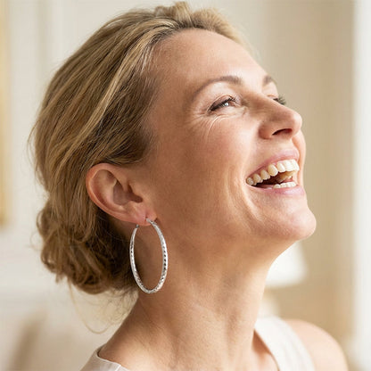 Diamantslipte hoop-øreringer for kvinner