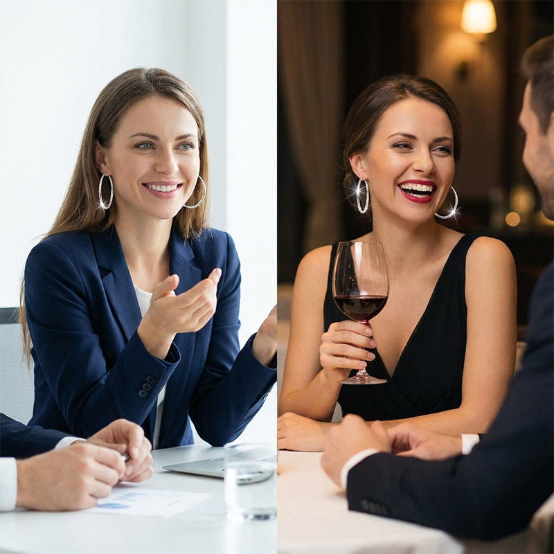 Diamantslipte hoop-øreringer for kvinner