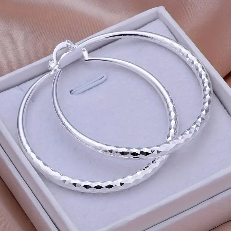 Diamantslipte hoop-øreringer for kvinner