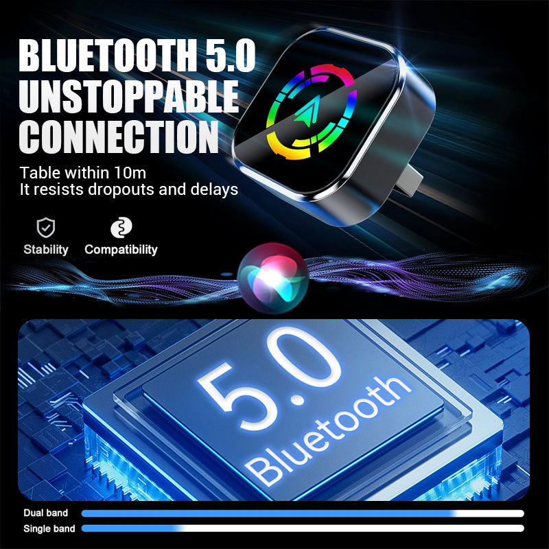 2-i-1 trådløs adapter for iPhone og Android Auto