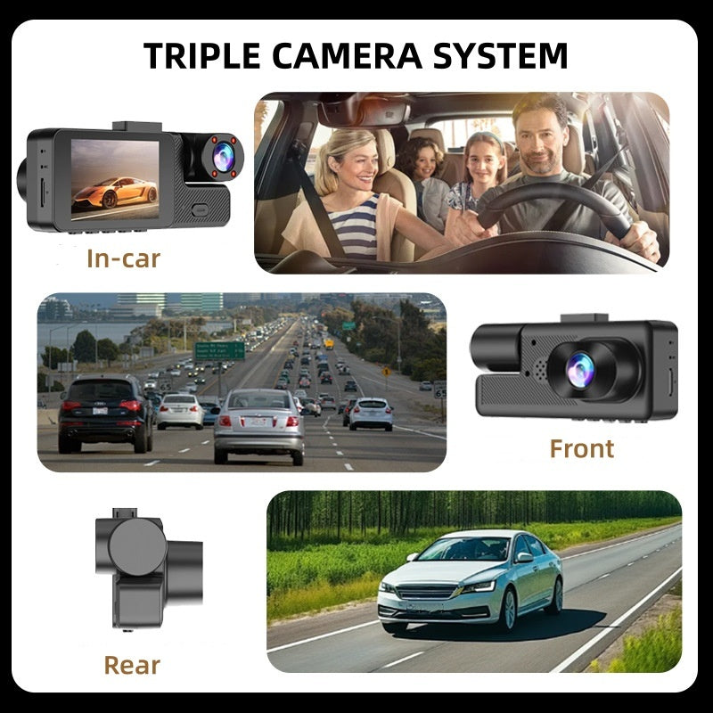 🔥 48 % rabatt 🚗 3-kanals Full HD 1080P dashbordkamera med Wi-Fi