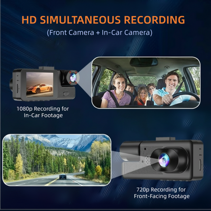 🔥 48 % rabatt 🚗 3-kanals Full HD 1080P dashbordkamera med Wi-Fi