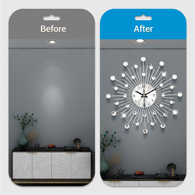 ✨🕰️ Kreativ veggklokke med strass – Stille, minimalistisk luksus for stue, spisestue og gang! 💎🏡