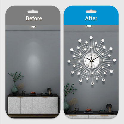 ✨🕰️ Kreativ veggklokke med strass – Stille, minimalistisk luksus for stue, spisestue og gang! 💎🏡