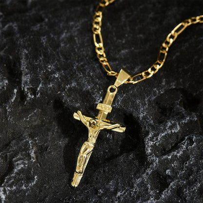 ⏰SISTE DAG - KJØP 1 FÅ 1 GRATIS!✝️Gullfarget krusifiksanhengshalskjede
