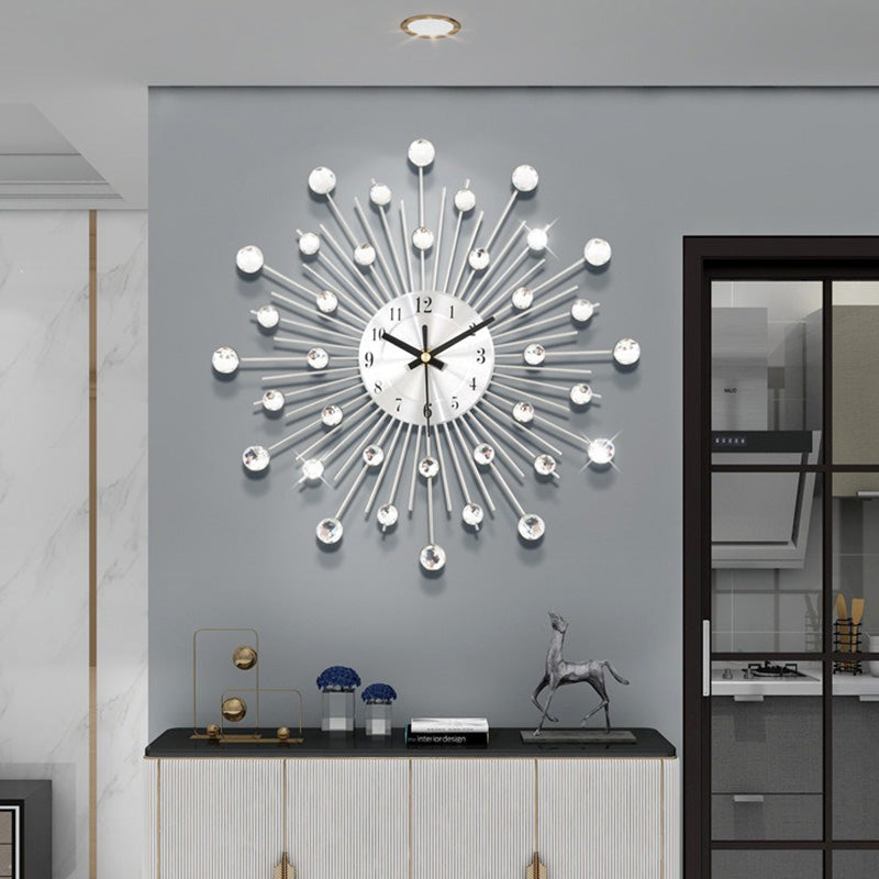 ✨🕰️ Kreativ veggklokke med strass – Stille, minimalistisk luksus for stue, spisestue og gang! 💎🏡