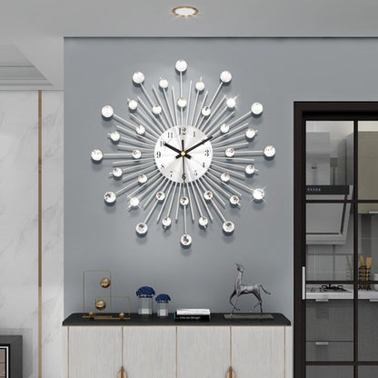 ✨🕰️ Kreativ veggklokke med strass – Stille, minimalistisk luksus for stue, spisestue og gang! 💎🏡