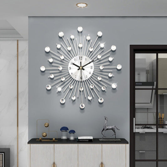 ✨🕰️ Kreativ veggklokke med strass – Stille, minimalistisk luksus for stue, spisestue og gang! 💎🏡